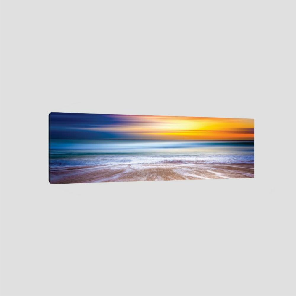 Quadro Panorâmico Mar E Sol No Chassi 100X30Cm