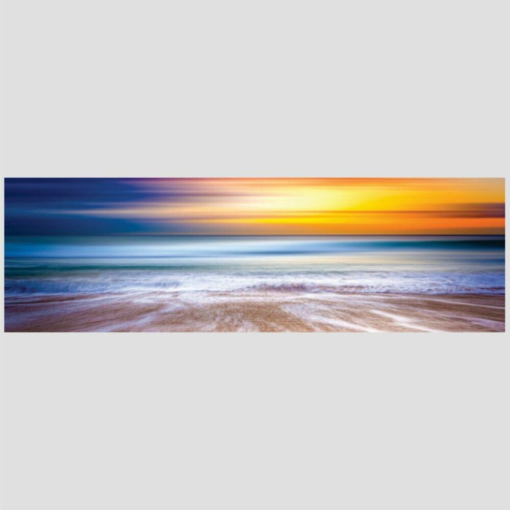 Quadro Panorâmico Mar E Sol No Chassi 100X30Cm