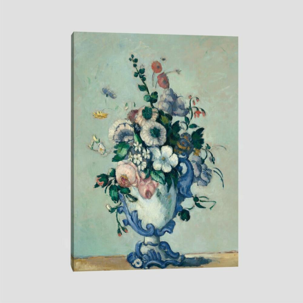 Quadro Paul Cézanne Flowers In A Rococo Vase Tela No Chassi 95X63Cm