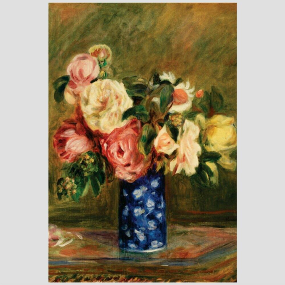 Quadro Renoir Buquê De Pimavera Tela Moldura Branca 95X63Cm