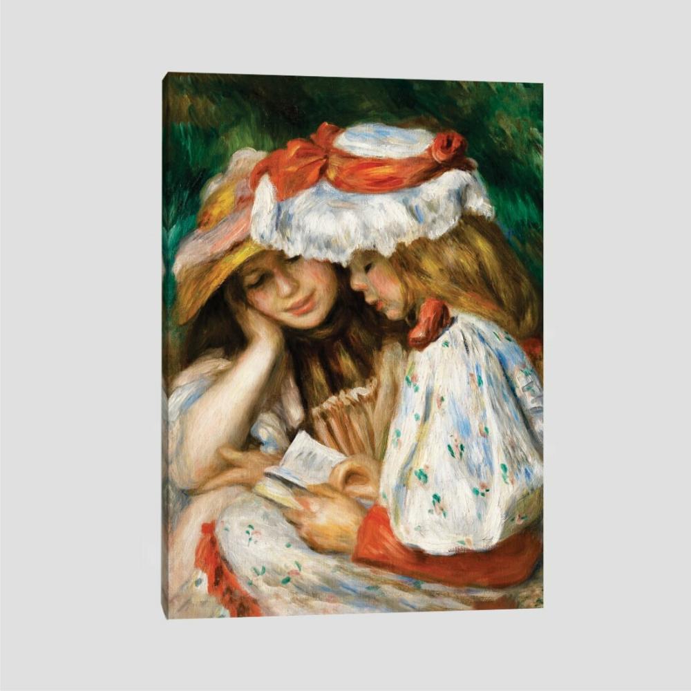 Quadro Renoir Duas Meninas Lendo Tela No Chassi 45X30Cm