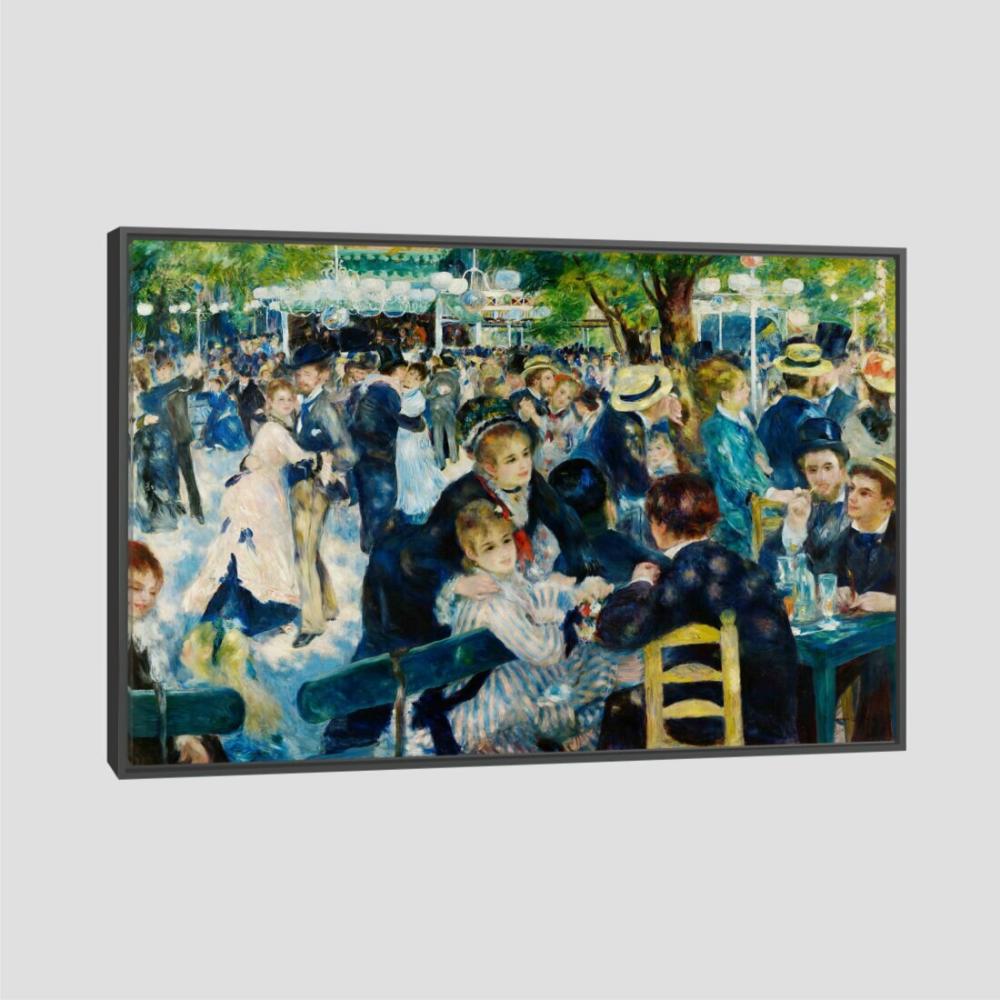 Quadro Renoir O Baile Em Moulin De La Galette Tela Moldura Preta 95X63Cm