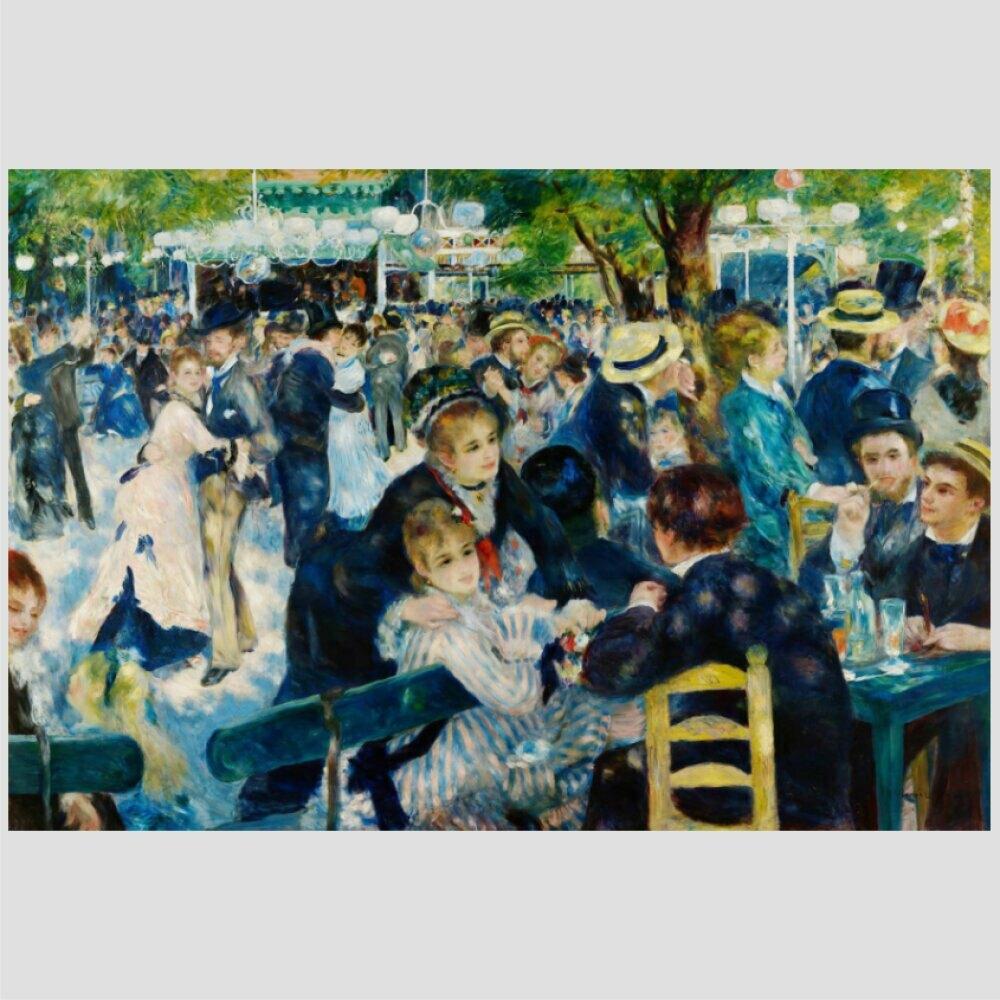 Quadro Renoir O Baile Em Moulin De La Galette Tela Moldura Preta 95X63Cm