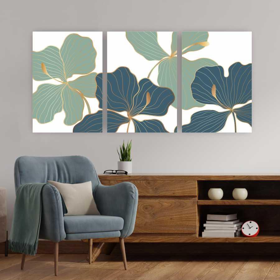 Quadro Tela Composição Iris Az No Chassi 63X42Cm