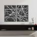 Quadro Tela Composição Multilinhas Moldura Preta 2X 63X42Cm
