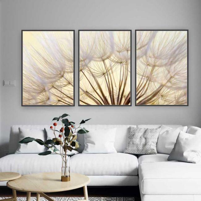 Quadro Tela Suave Ao Vento Moldura Preta 3X 95X63Cm