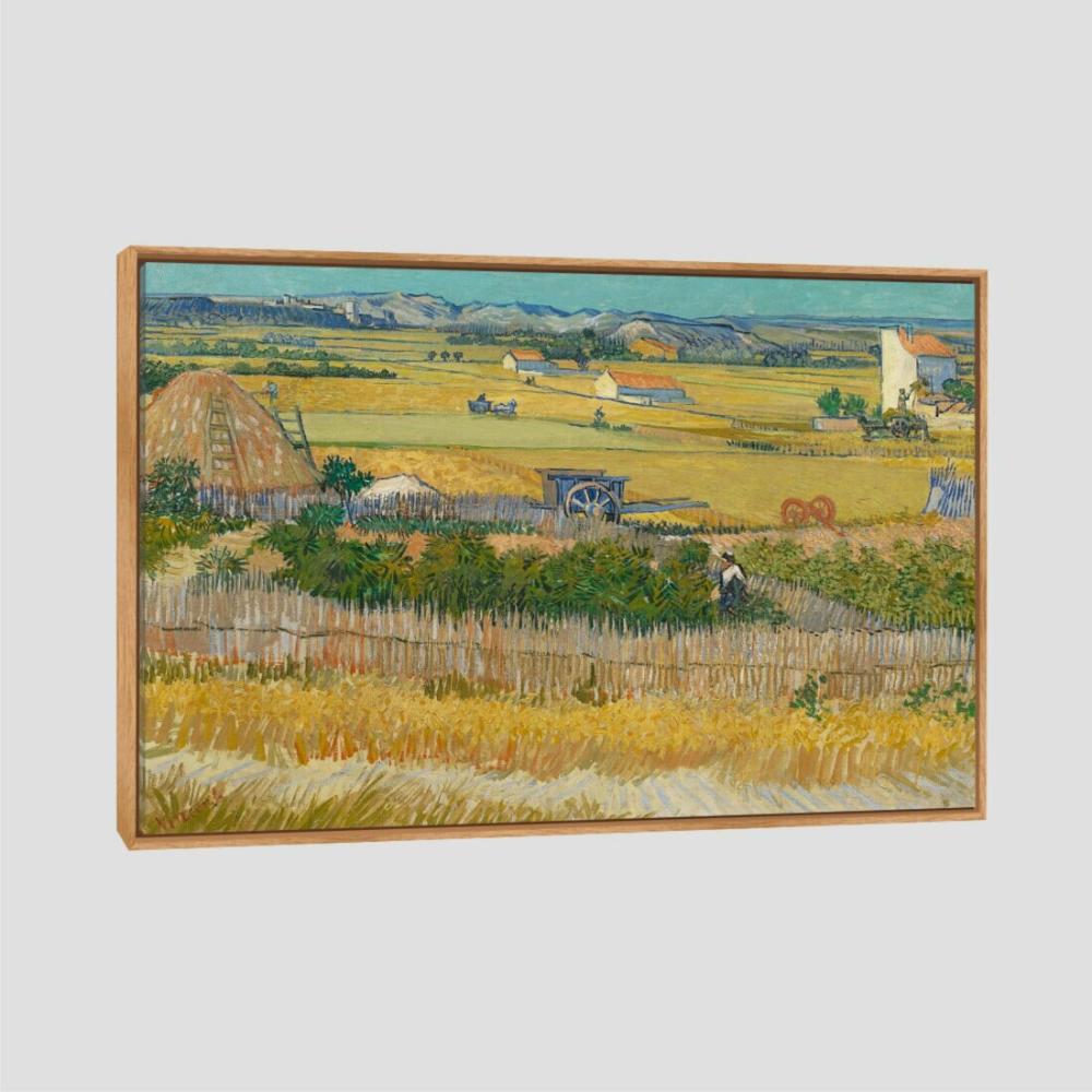 Quadro Van Gogh A Colheita Tela Moldura Bege 63X42Cm