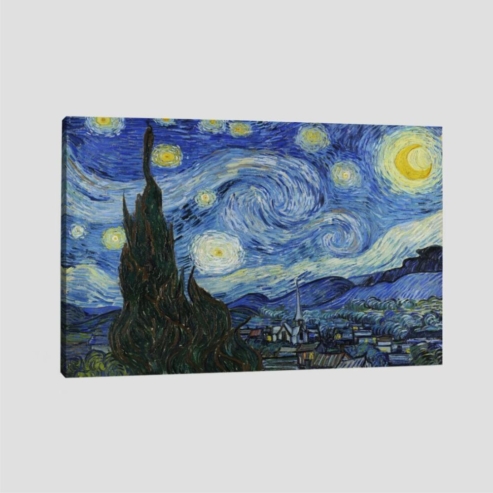 Quadro Van Gogh A Noite Estrelada Tela No Chassi 95X63Cm