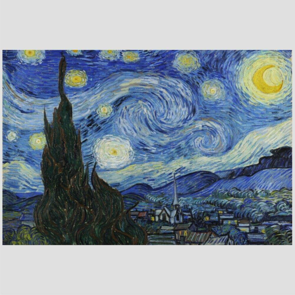Quadro Van Gogh A Noite Estrelada Tela No Chassi 95X63Cm
