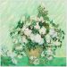 Quadro Van Gogh Rosas Tela Moldura Bege 40X40Cm