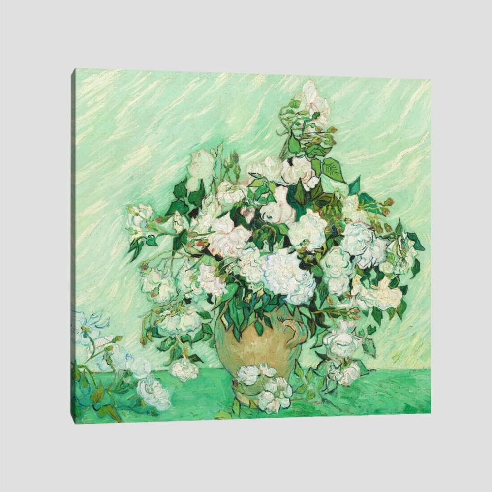 Quadro Van Gogh Rosas Tela No Chassi 40X40Cm