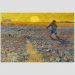 Quadro Van Gogh Semeador E O Sol Brilhante Tela Moldura Preta 95X63Cm
