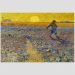 Quadro Van Gogh Semeador E O Sol Brilhante Tela Moldura Preta 95X63Cm