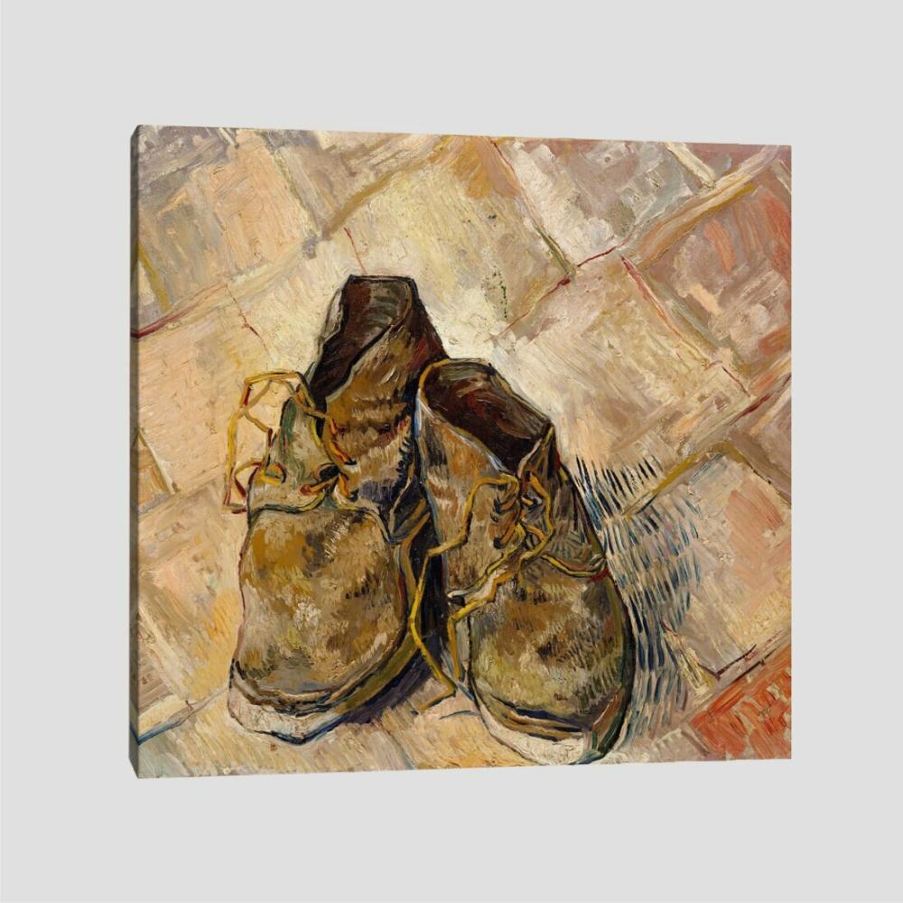 Quadro Van Gogh Shoes Tela No Chassi 80X80Cm