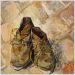 Quadro Van Gogh Shoes Tela No Chassi 80X80Cm