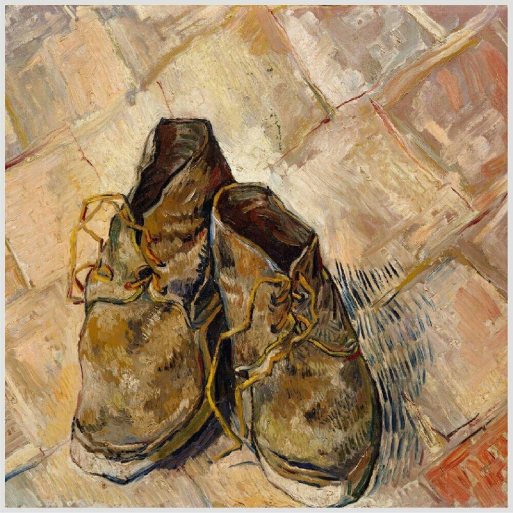 Quadro Van Gogh Shoes Tela No Chassi 80X80Cm