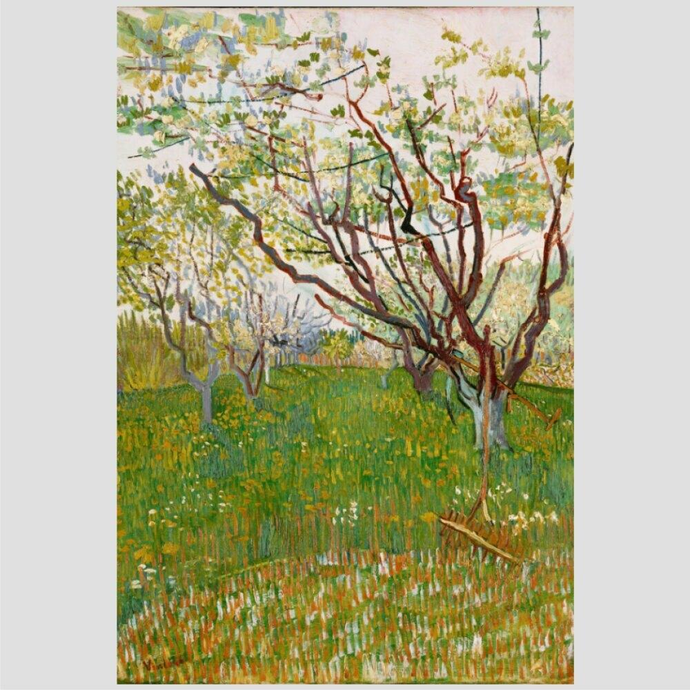 Quadro Van Gogh The Flowering Orchard Tela Moldura Branca 95X63Cm