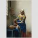 Quadro Vermeer The Milkmaid Tela Moldura Preta 63X42Cm