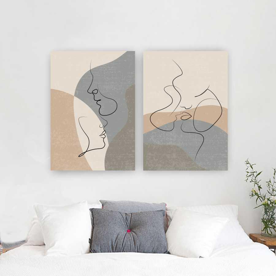 Quadros Tela Composição Traço Casal Abs No Chassi 2X 120X80Cm