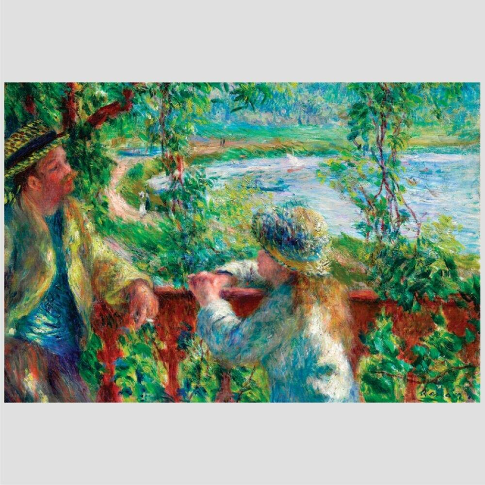 Renoir Perto Do Lago Tela Moldura Bege 95X63Cm