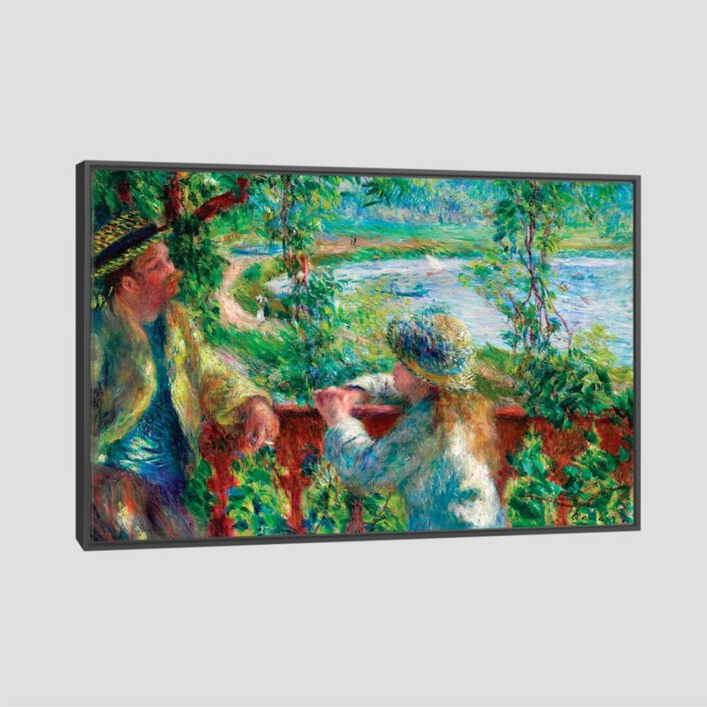 Renoir Perto Do Lago Tela Moldura Preta 95X63Cm
