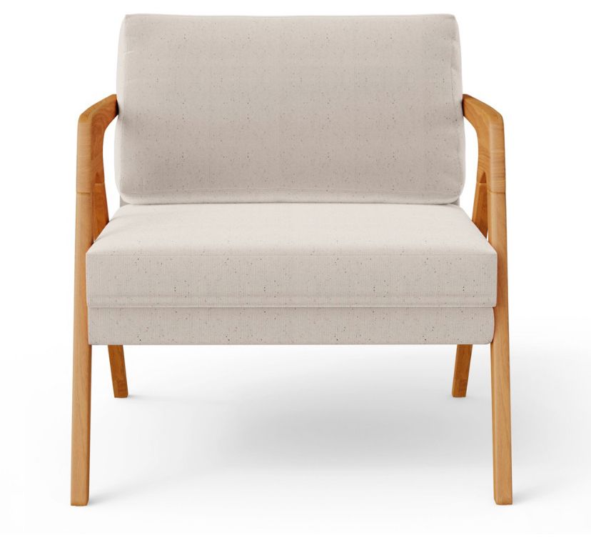 Poltrona  Decorativa Para Sala De Estar Pietra 02 Com Estrutura De Madeira Linho Cru