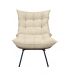 Poltrona Costela com Puff- Linho Areia