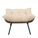 Poltrona Costela com Puff- Linho Areia