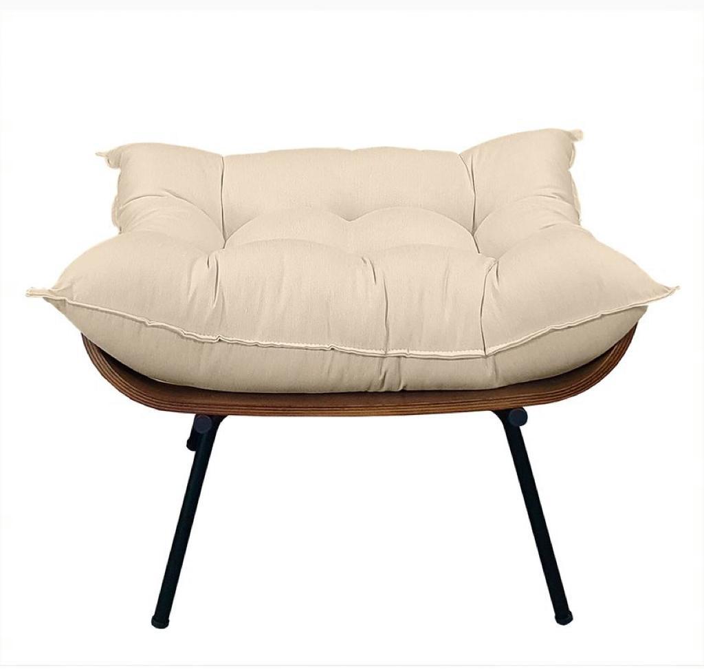 Poltrona Costela com Puff- Linho Areia