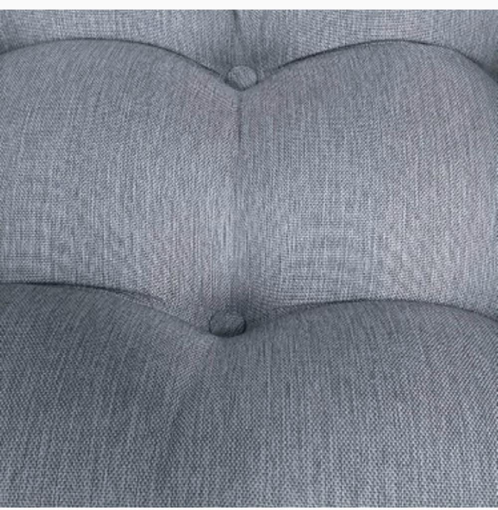 Poltrona Costela com Puff- Linho Cinza