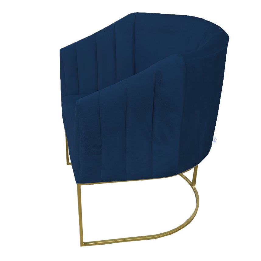 Poltrona Julie Base Metálica Azul Marinho