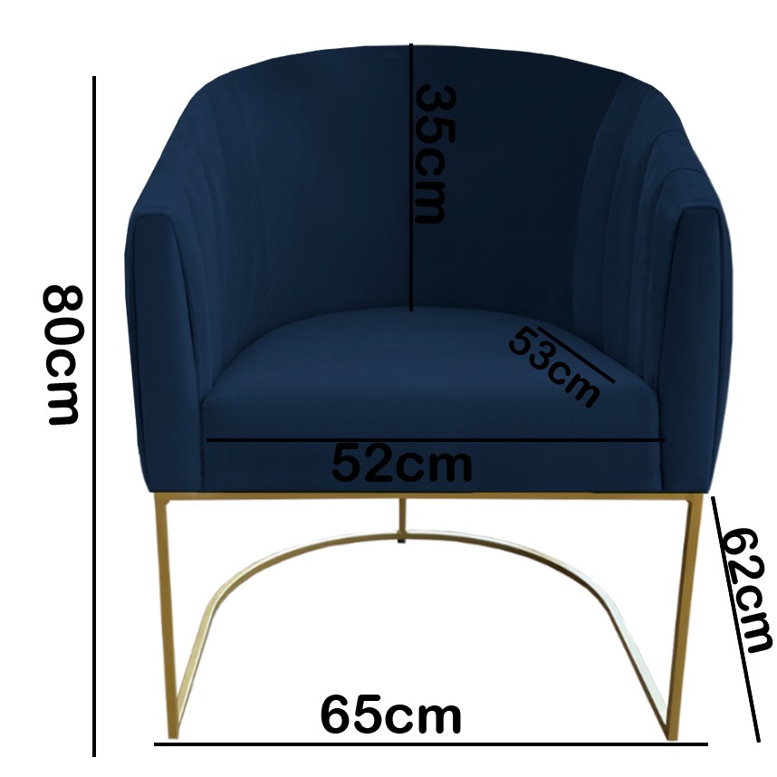 Poltrona Julie Base Metálica Azul Marinho