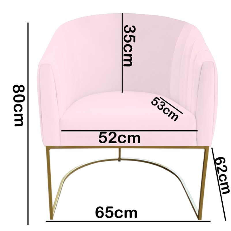Poltrona Julie Base Metálica Rosa
