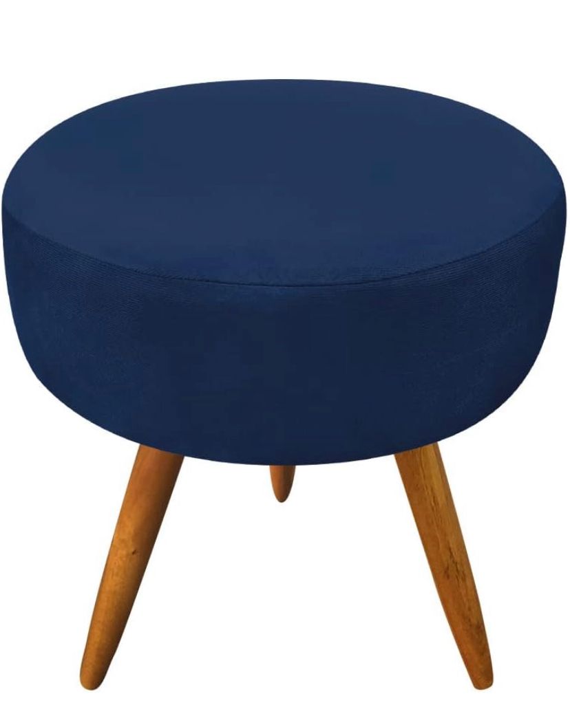 Puff Quality Redondo Pés Palito-Azul Escuro