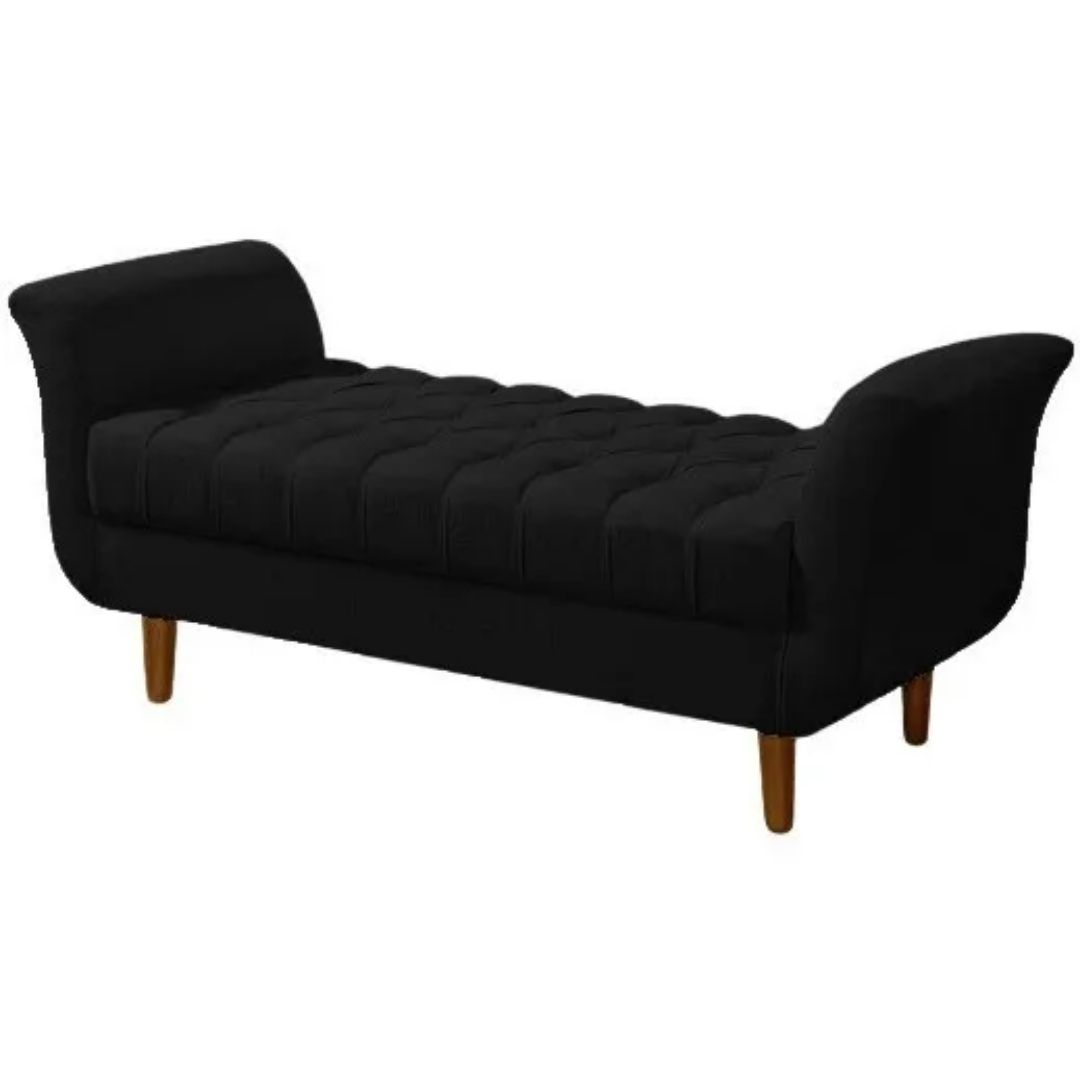 Recamier Estofado Grécia Preto 150 cm.