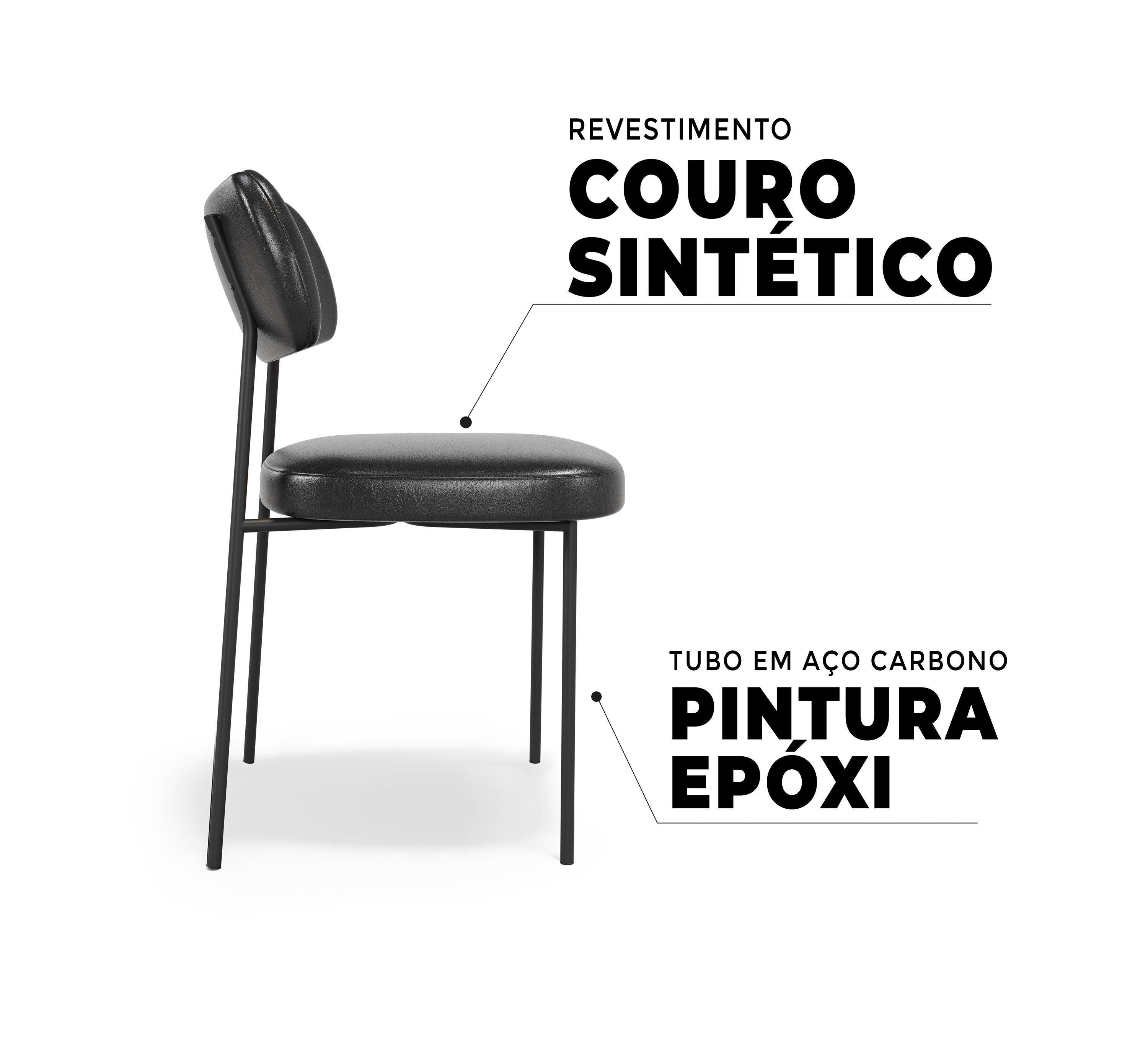 kit 04 Cadeira Lia Couríssimo Preto