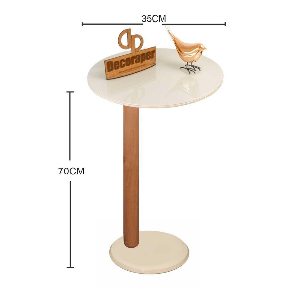 Mesa de Apoio Monopé para Sofá Redonda Off White 35x70 cm