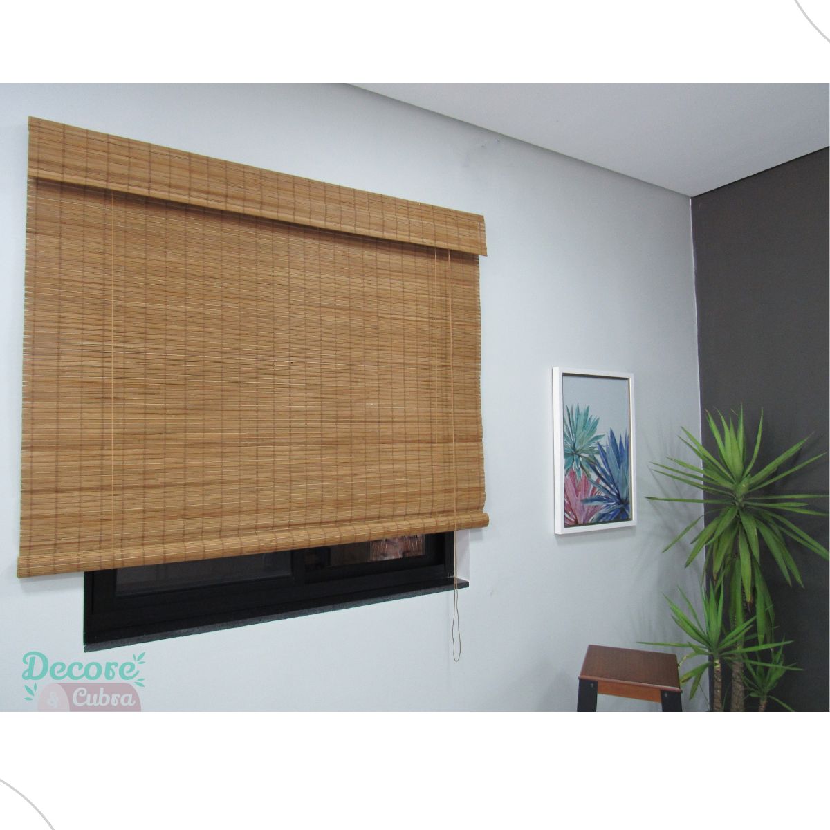 Persiana Bambu Rolo 180larg x 140alt com bandô - Café
