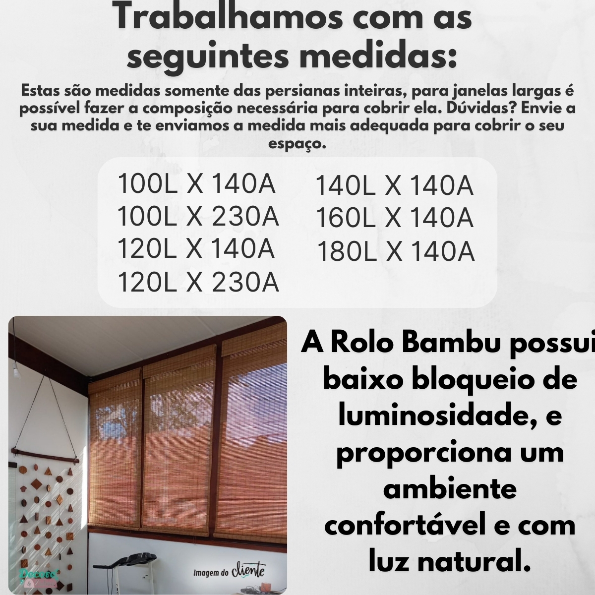 Persiana Bambu Rolo 120larg x 140alt com bandô - Café