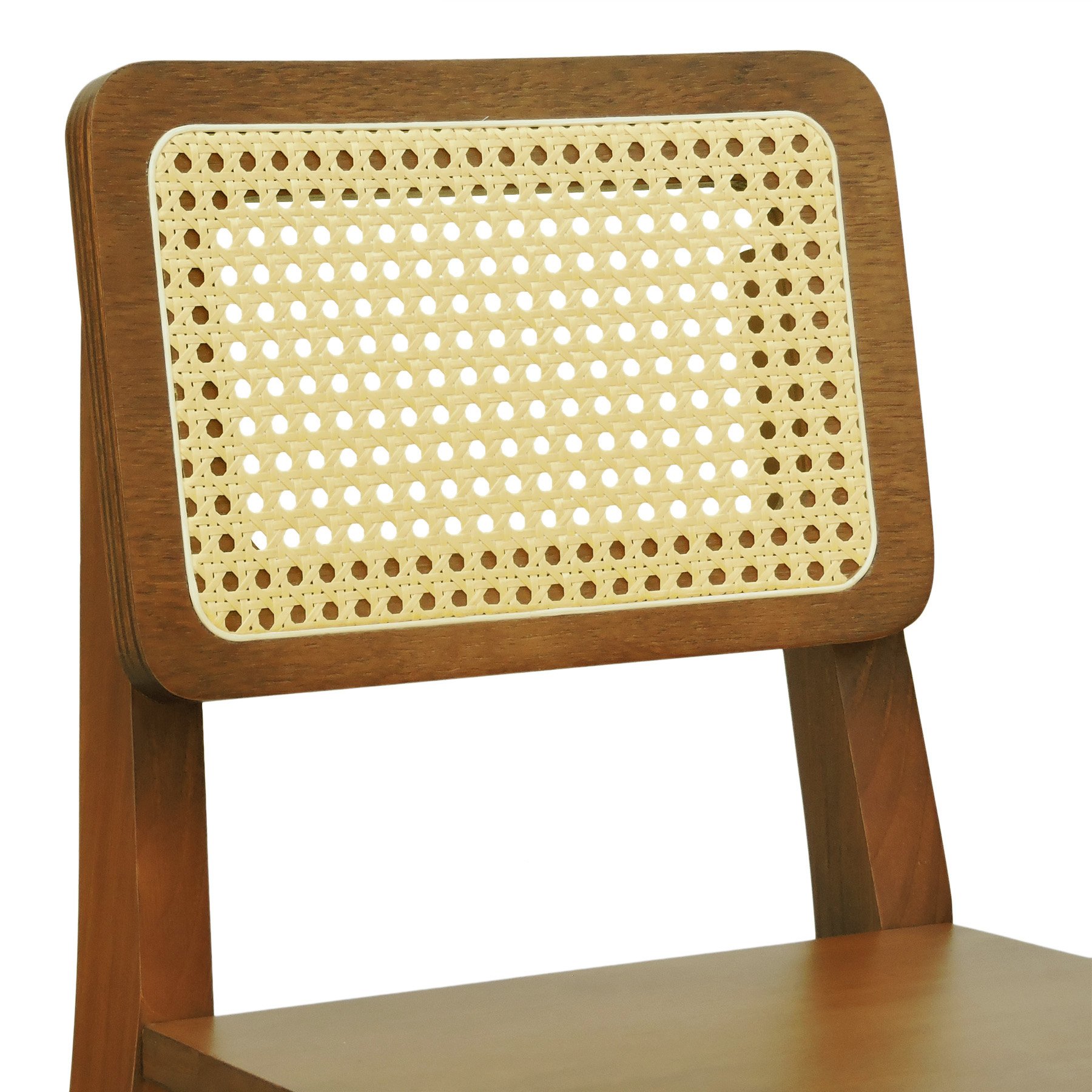 Banqueta Gabi Madeira Maciça Encosto Telinha c/ 68cm Altura - Amêndoa Assento Amêndoa Madeira