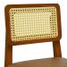 Banqueta Gabi Madeira Maciça Encosto Telinha c/ 68cm Altura - Amêndoa Assento Estofado Corano Marrom Mescla