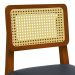 Banqueta Gabi Madeira Maciça Encosto Telinha c/ 68cm Altura - Amêndoa Assento Estofado Corano Preto