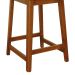 Banqueta Gabi Madeira Maciça Encosto Telinha c/ 68cm Altura - Amêndoa Assento Estofado Linho Bege