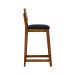 Banqueta Gabi Madeira Maciça Encosto Telinha c/ 68cm Altura - Amêndoa Assento Estofado Linho Preto Textura