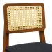 Banqueta Gabi Madeira Maciça Encosto Telinha c/ 68cm Altura - Amêndoa Assento Estofado Linho Preto Textura