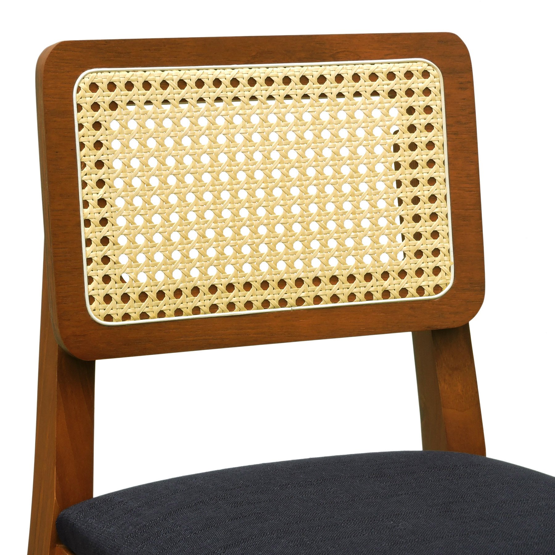 Banqueta Gabi Madeira Maciça Encosto Telinha c/ 68cm Altura - Amêndoa Assento Estofado Linho Preto Textura