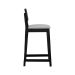 Banqueta Gabi Madeira Maciça Encosto c/ Telinha c/ 68cm Altura - Preto Assento Estofado Corano Bege
