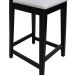 Banqueta Gabi Madeira Maciça Encosto c/ Telinha c/ 68cm Altura - Preto Assento Estofado Corano Bege