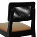 Banqueta Gabi Madeira Maciça Encosto c/ Telinha c/ 68cm Altura - Preto Assento Estofado Corano Caramelo