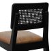 Banqueta Gabi Madeira Maciça Encosto c/ Telinha c/ 68cm Altura - Preto Assento Estofado Corano Marrom Mescla